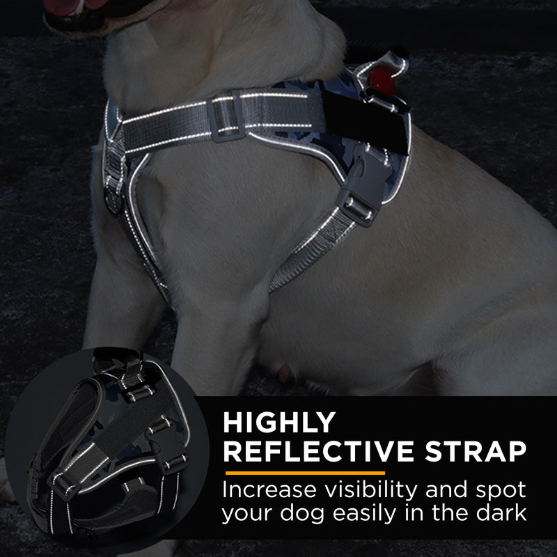 Furbulous No Pull Dog Harness Adjustable Pet Harness Reflective Explosion-proof Shock Dog Harness with 1.5m Lead