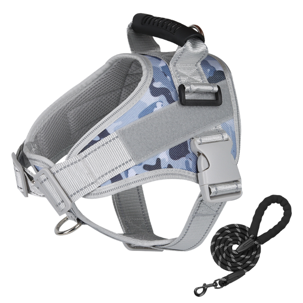 Furbulous No Pull Dog Harness Adjustable Pet Harness Reflective Explosion-proof Shock Dog Harness with 1.5m Lead - Yellow Small