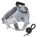 Furbulous No Pull Dog Harness Adjustable Pet Harness Reflective Explosion-proof Shock Dog Harness with 1.5m Lead - Blue Large