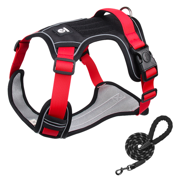 Furbulous Tactical Dog Harness Adjustable No Pull Pet Harness Reflective Working Training Dog Harness with 1.5m Lead