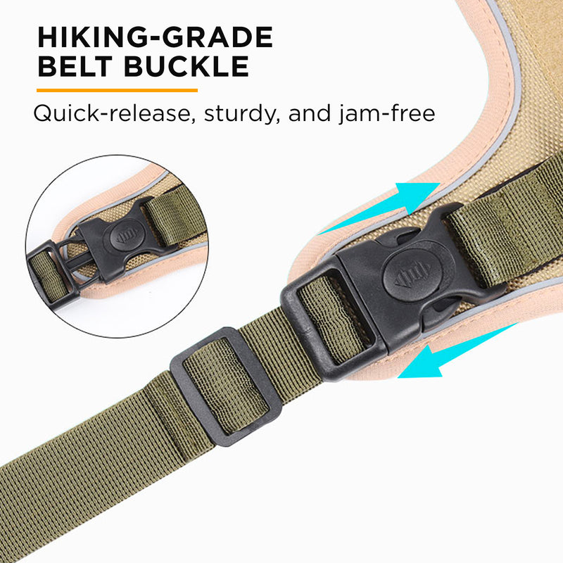 Furbulous Tactical Dog Harness Adjustable No Pull Pet Harness Reflective Working Training Dog Harness with 1.5m Lead - Khaki Small