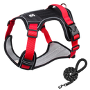 Furbulous Tactical Dog Harness Adjustable No Pull Pet Harness Reflective Working Training Dog Harness with 1.5m Lead - Red Medium