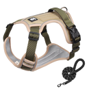 Furbulous Tactical Dog Harness Adjustable No Pull Pet Harness Reflective Working Training Dog Harness with 1.5m Lead - Khaki Medium