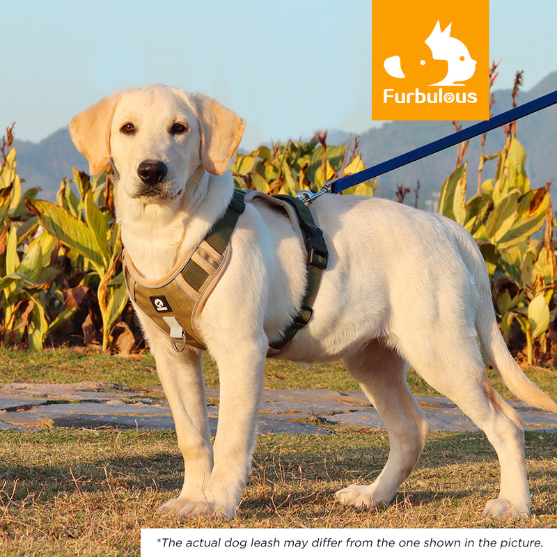 Furbulous Tactical Dog Harness Adjustable No Pull Pet Harness Reflective Working Training Dog Harness with 1.5m Lead - Red Large