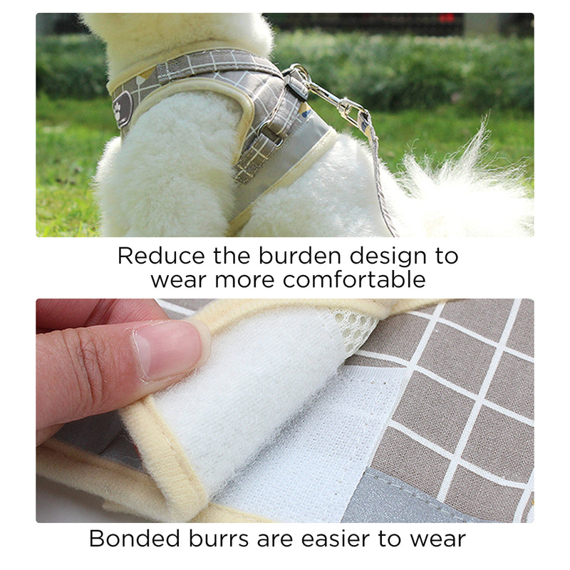 Furbulous No Pull Cat Small Dog Harness and Lead Set Adjustable Reflective Step-in Vest Harnesses Mesh Padded Plaid Escape Proof Puppy Jacket