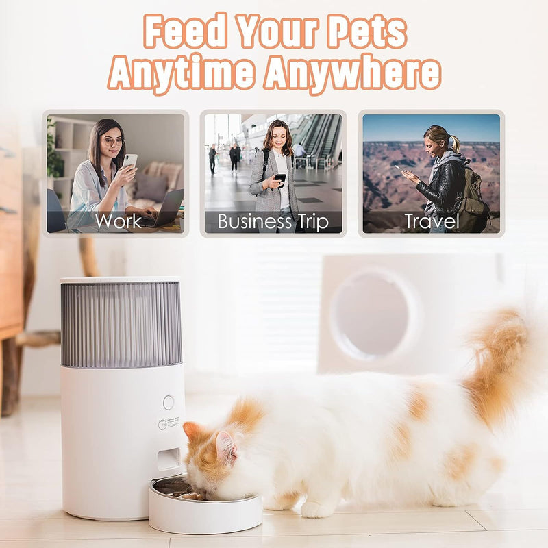 Pet Marvel Automatic Cat Feeders, 2.4G WiFi Smart Pet Feeder with APP Control, 2.5L Pet Food Dispenser with Food Shortage Sensor and Stainless Steel Bowl