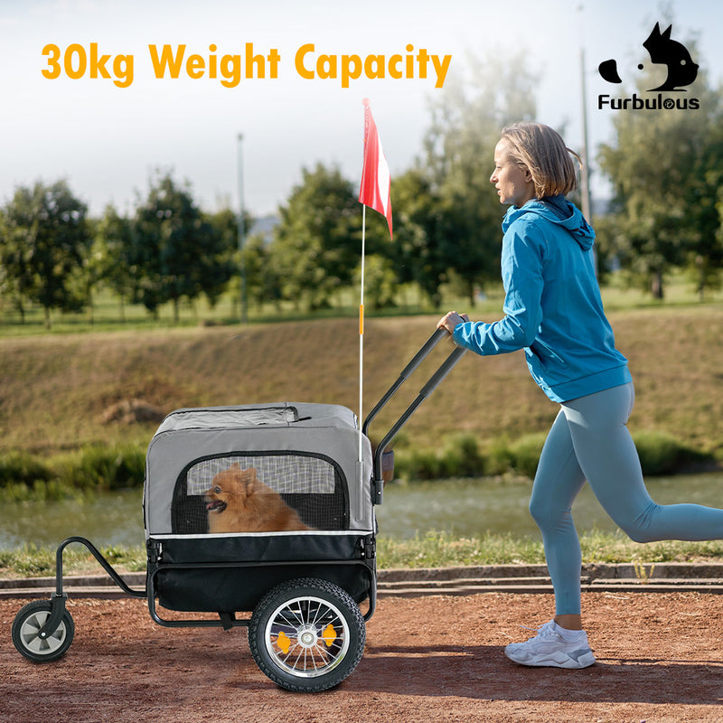 Furbulous Pet Bike Trailers 30kg Dog Stroller Outdoor Bicycle Covered Carrier