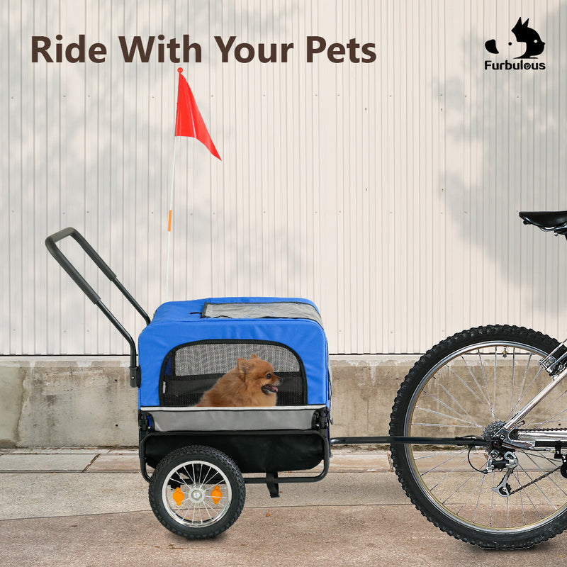 Furbulous Pet Bike Trailers 30kg Dog Stroller Outdoor Bicycle Covered Carrier