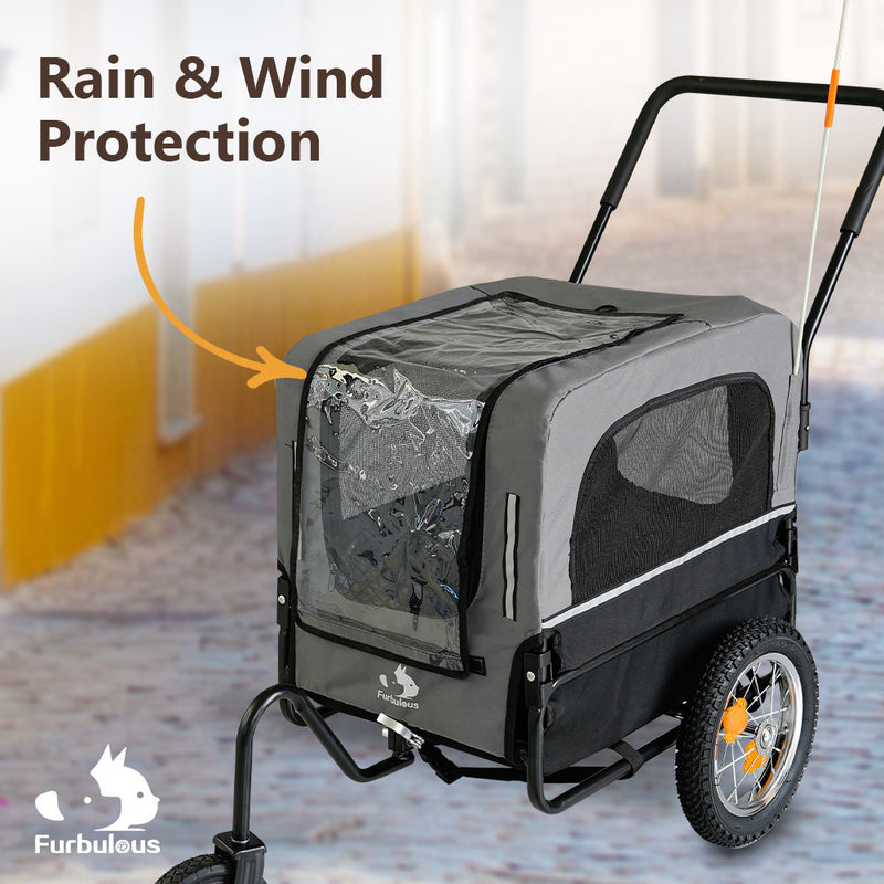 Furbulous Pet Bike Trailers 30kg Dog Stroller Outdoor Bicycle Covered Carrier