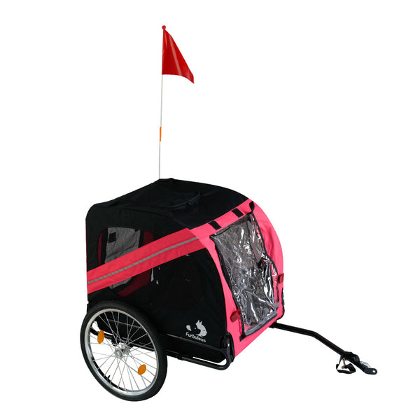 Furbulous Pet Bike Trailers 40kg Outdoor Bicycle Covered Carrier for Dogs Cats Red Black