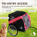 Furbulous Pet Bike Trailers 40kg Outdoor Bicycle Covered Carrier for Dogs Cats Red Black