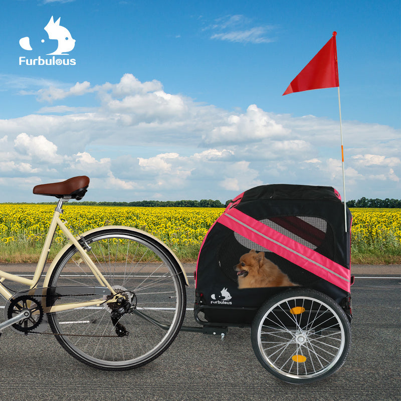 Furbulous Pet Bike Trailers 40kg Outdoor Bicycle Covered Carrier for Dogs Cats Yellow Black