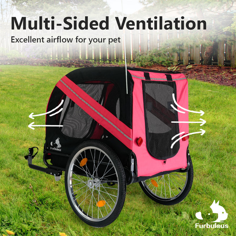 Furbulous Pet Bike Trailers 40kg Outdoor Bicycle Covered Carrier for Dogs Cats Yellow Black