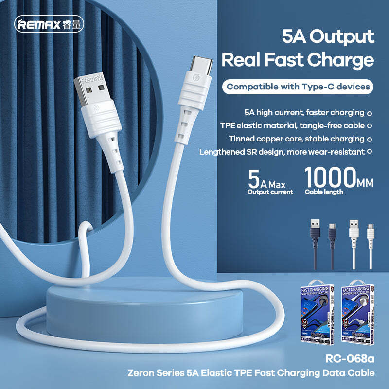 REMAX Fast Charging Data Cable USB to Type C 5A - Blue