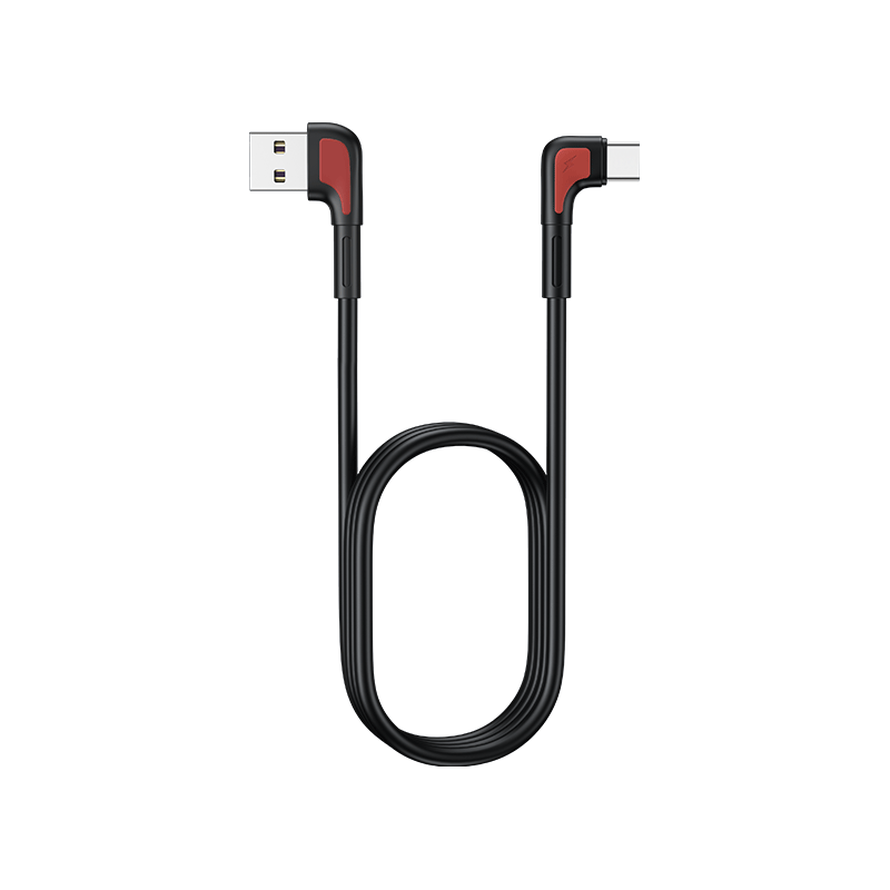 REMAX Fast Charging Data Cable 90 Degree elbow USB to Type C 5A - Black
