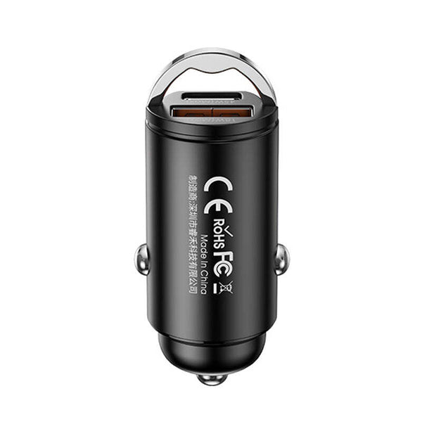 REMAX QC PD 45W Dual Port USB & Type C Fast Charging Aluminium Car Charger - Black
