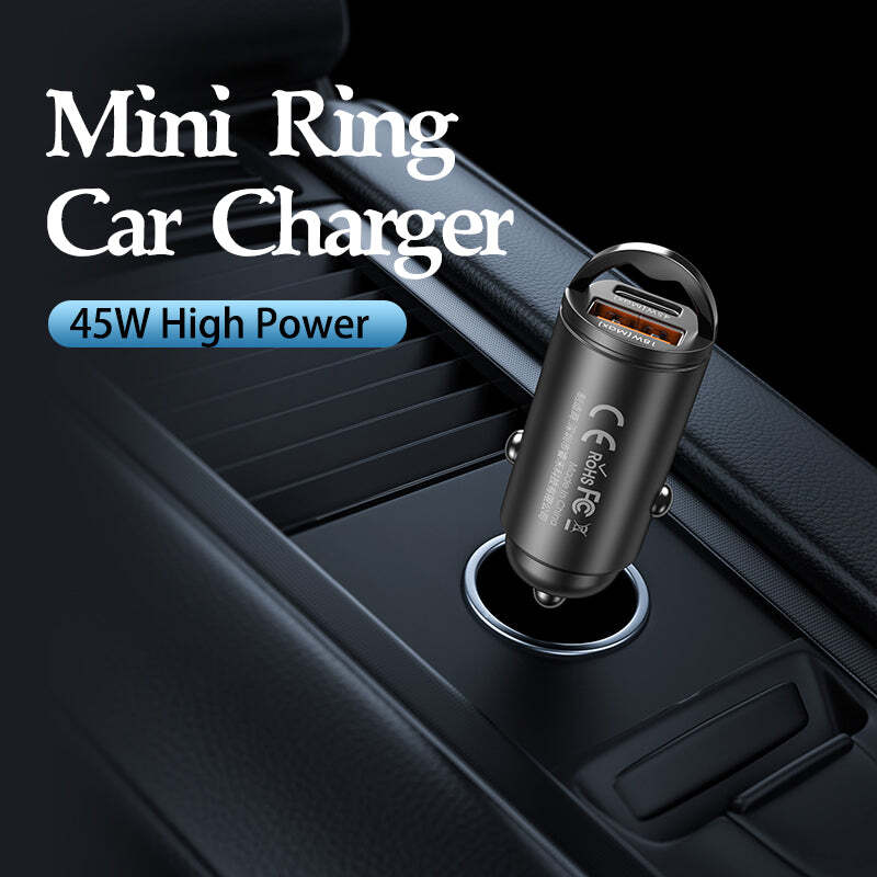 REMAX QC PD 45W Dual Port USB & Type C Fast Charging Aluminium Car Charger - Black