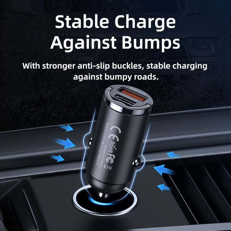 Remax 45W Car Charger Dual Port Type C Aluminium Fast Charging Car Charger - Grey