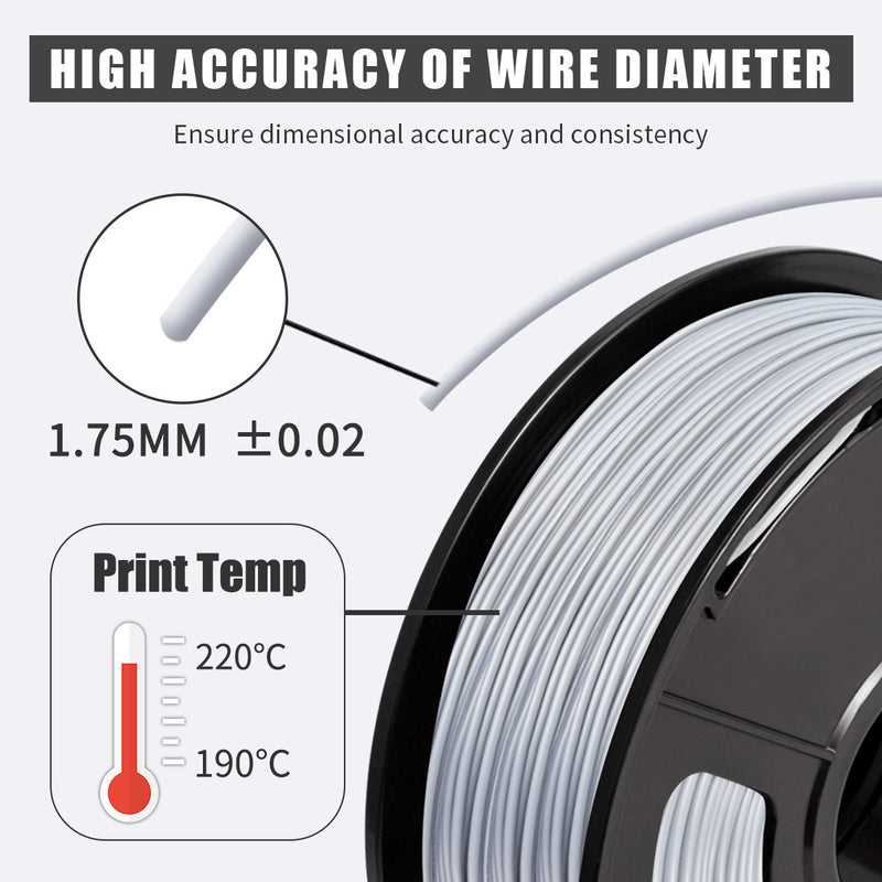 PLA+ 3d Printer Filament - 1kg 1.75mm - Silver