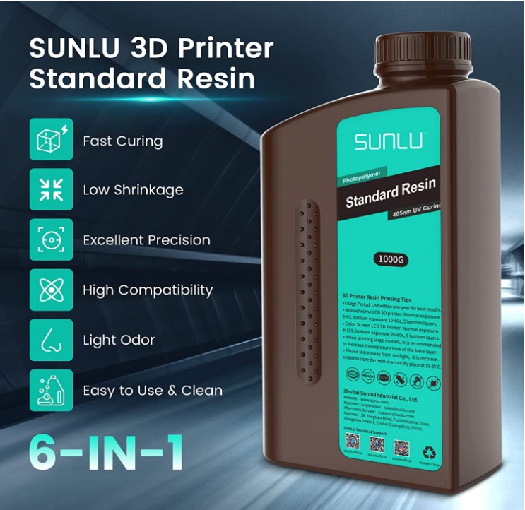 3d Printing Resin 405nm UV Curing & Filters 1kg - Black