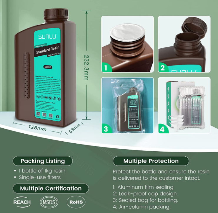 3d Printing Resin 405nm UV Curing & Filters 1kg - Clear