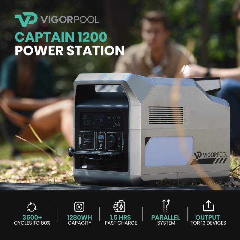 VigorPool Captain 1200 Portable Power Station  LiFePO4 Battery 1280Wh with UPS Function