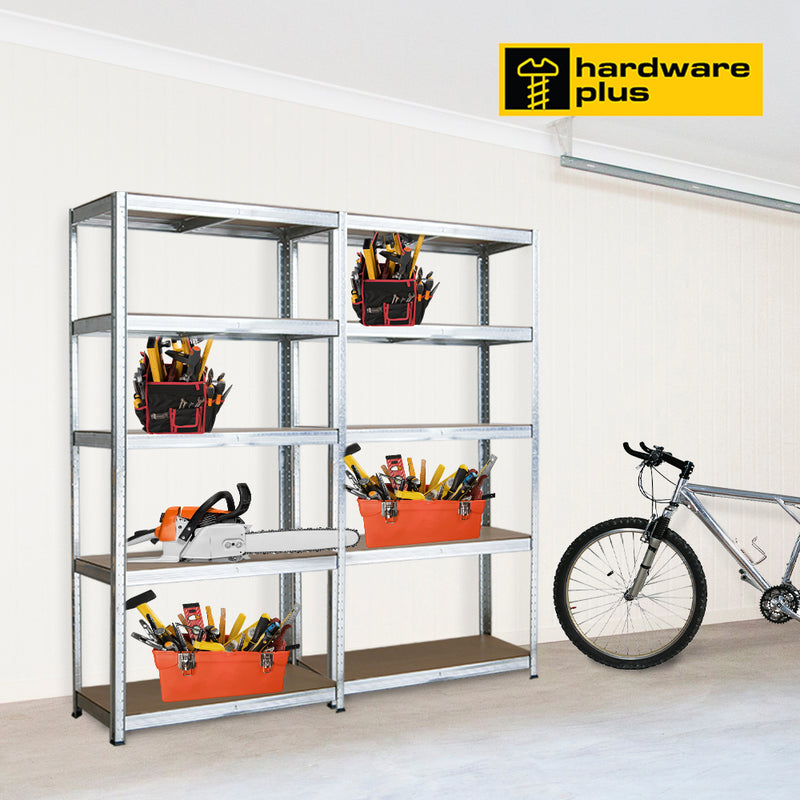 HARDWARE PLUS Warehouse Shelving Garage Rack Heavy Duty Racking 5-Tier- Silver