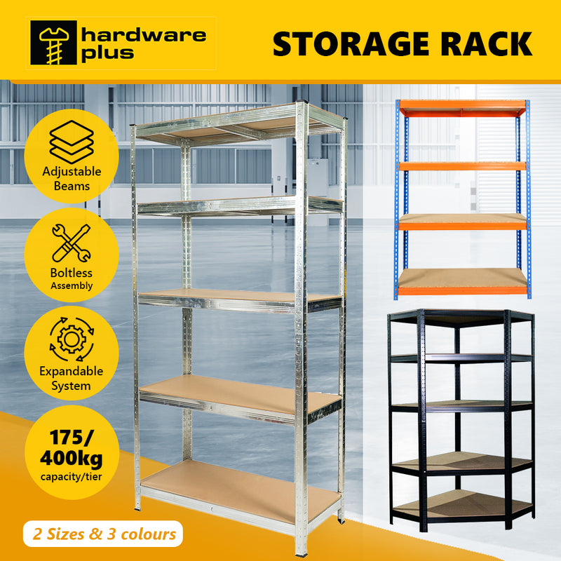 HARDWARE PLUS Heavy Duty 5-Tier Storage Rack Garage Shelving Unit Adjustable - Silver