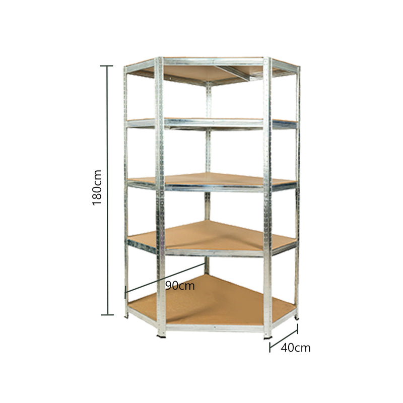 HARDWARE PLUS Corner Warehouse Shelving Garage Rack Heavy Duty Racking 5-Tier -Silver