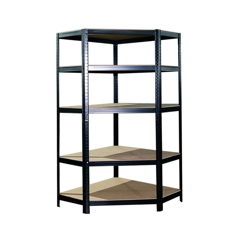 HARDWARE PLUS Heavy Duty 5-Tier Corner Storage Rack Garage Shelving Unit Adjustable - Black