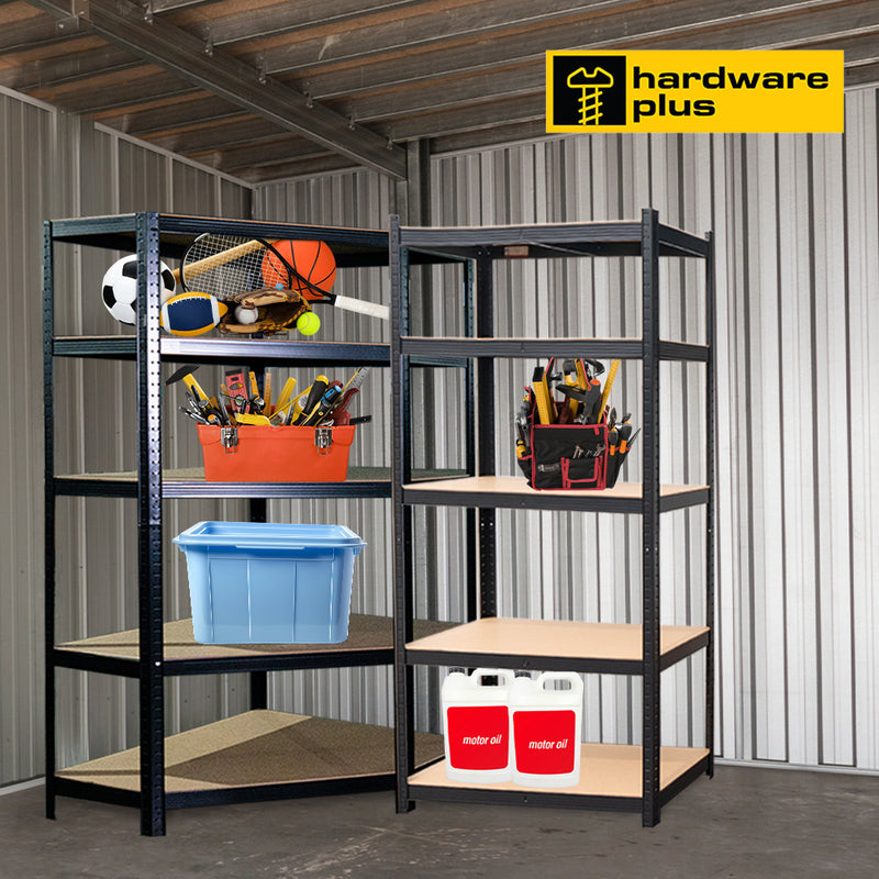 HARDWARE PLUS Heavy Duty 5-Tier Corner Storage Rack Garage Shelving Unit Adjustable - Black
