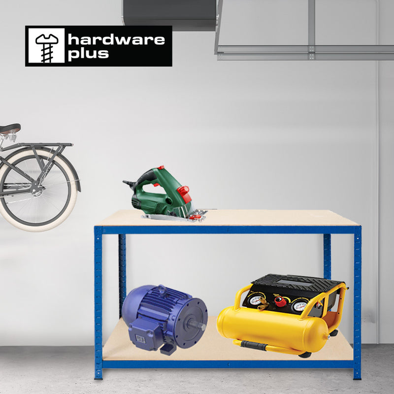 HARDWARE PLUS 2-Tier Workbench Shelving Rack Storage Garage Warehouse 150cm