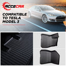 Tesla Model 3 TPE 3D Interior Floor Mat Set - 3PCs Front Rear Accessories