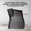 Tesla Model 3 TPE 3D Interior Floor Mat Set - 3PCs Front Rear Accessories