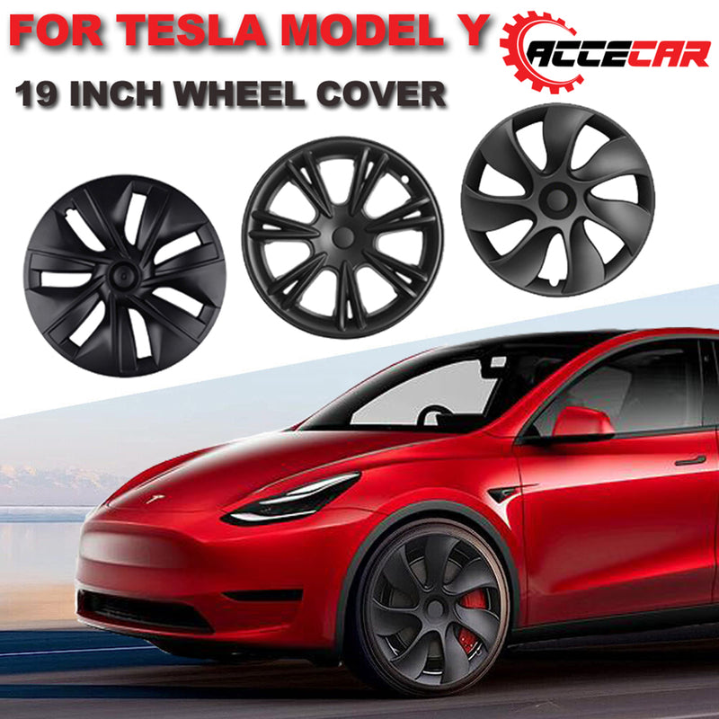 Accecar Tesla Model Y Wheel Cover Set 19-Inch (4-Pc) for 2020-2023 Models Wheel Rim Protectors Hubcap - Swirling