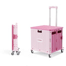 Viviendo Folding Shopping Trolley Portable Grocery Cart Rolling Wheel with Sliding Cover - Black