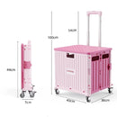 Viviendo Folding Shopping Trolley Portable Grocery Cart Rolling Wheel with Sliding Cover - Black