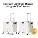 Viviendo 65L Foldable Shopping Trolley Cart Portable Grocery Basket Climbing Wheel with Top Cover - White