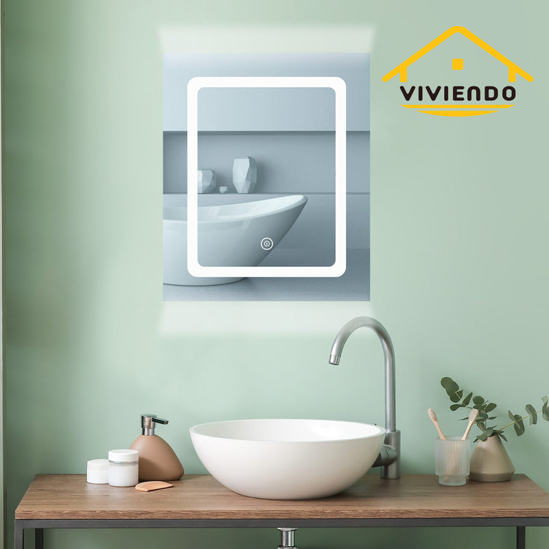 Viviendo Bathroom Shaving Mirror Cabinet LED Light Vanity Stainless Steel 90 x 72cm 3 Door