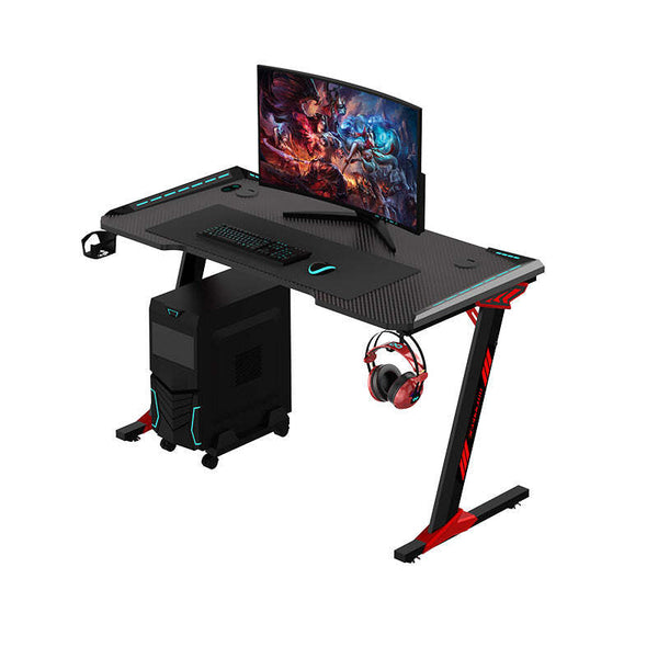 Viviendo Gaming Desk with RGB lighting 1.2m - Single Panel Black