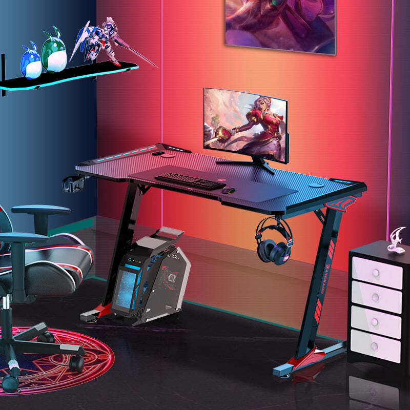 Viviendo Gaming Desk with RGB lighting 1.2m - Single Panel Black