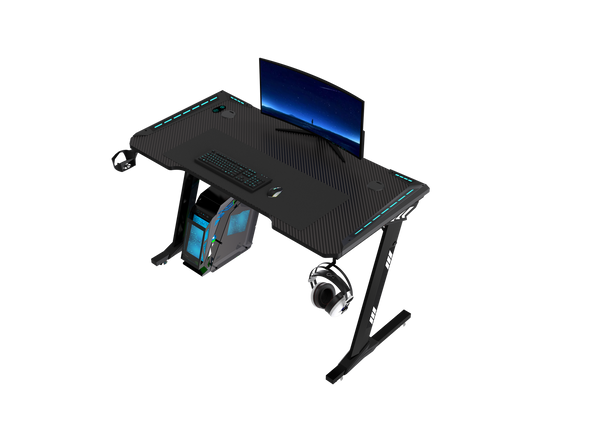 Viviendo Gaming Desk with RGB lighting 1.2m - Single Panel Black