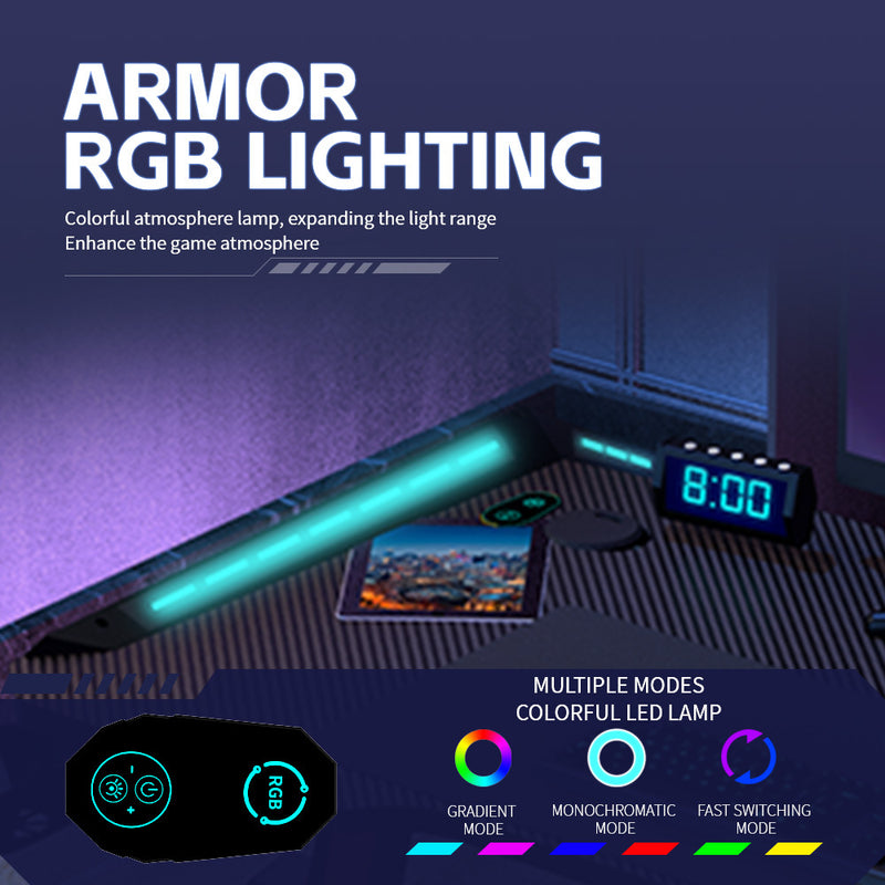 Viviendo 1.2m Gaming Desk Office Table Desktop with LED light & Effects - Pink