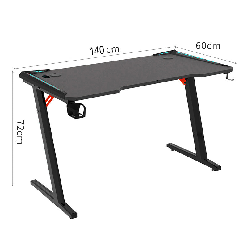 Odessey8 Gaming Desk with RGB lighting 1.4m - Single Panel Black