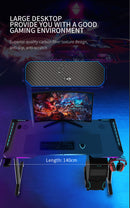 Odyssey8 Dual Panel 1.2m Gaming Desk Office Table Desktop with LED Light & Effects - Black