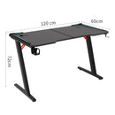 120cm x 60cm 72cm Gaming Desk with RGB Lighting