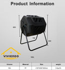 160L Tumbling Garden Compost Bin Heavy Duty with Easy Turn, Dual Chamber and Internal Churn Fins