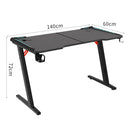 Odyssey8 Dual Panel 1.2m Gaming Desk Office Table Desktop with LED Light & Effects - Black