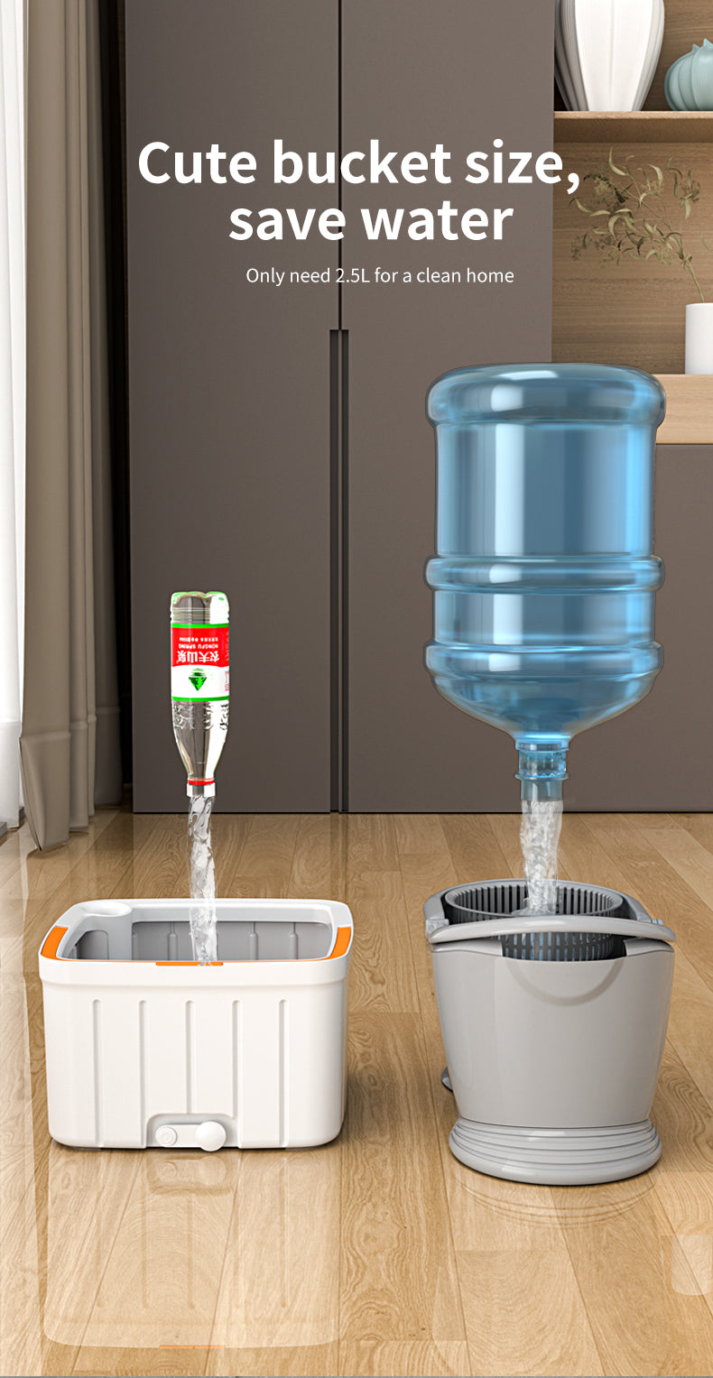 Self Wringing Spin Mop Bucket Set with Extendable Handle 3600 Swivel and 2x Microfibre Mop Heads - Upgraded