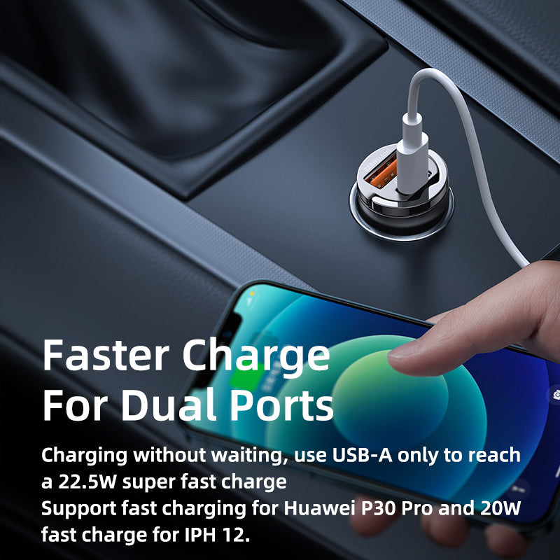 REMAX QC PD 45W Dual Port USB & Type C Fast Charging Aluminium Car Charger